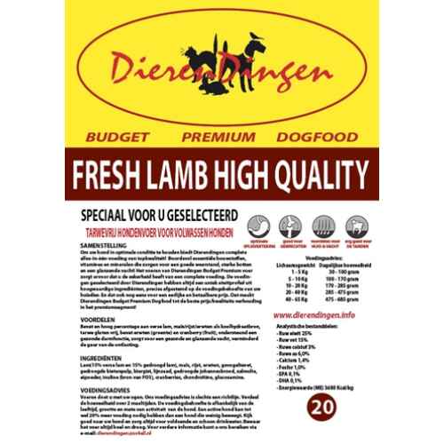 Budget premium dogfood fresh lamb high quality (14 KG)